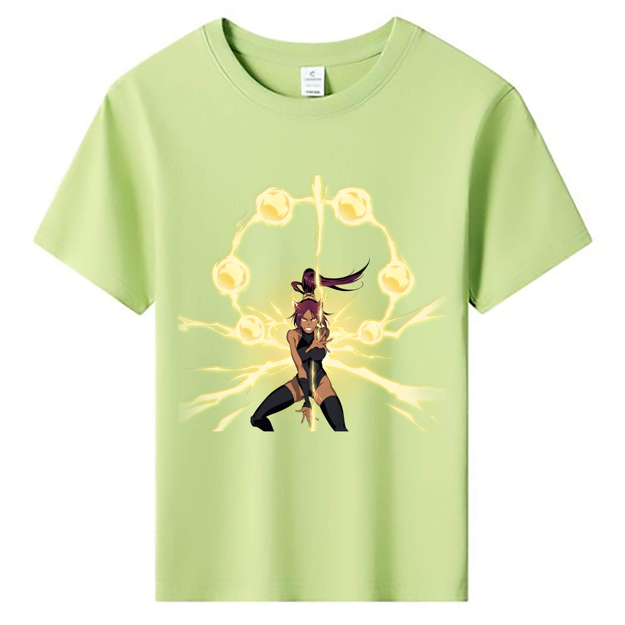 （画像用） ブリーチ 四楓院 夜一（しほういん よるいち） BLEACH Shihouin Yoruichi 綿100％キッズTシャツ（フロントプリント）